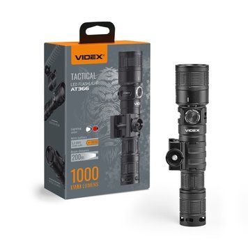 Тактичний світлодіодний ліхтарик VIDEX VLF-AT366 1000Lm 5000K USB-C з кріпленням на планку Пікатінні VLF-AT366 фото
