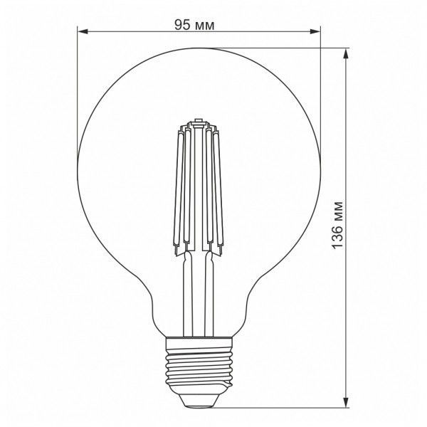 LED лампа VIDEX Filament G95FAD 7W E27 2200K домерная бронза VL-G95FAD-07272 фото