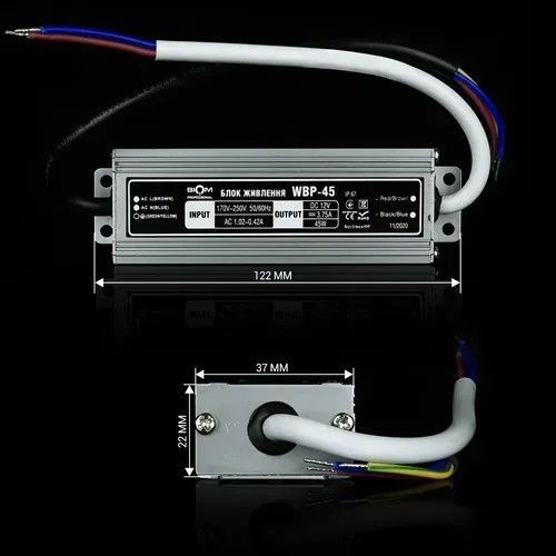 Блок живлення герметичний Biom Professional 45W 12V 3.8A IP67 (WBP-45) WBP-45-12 фото