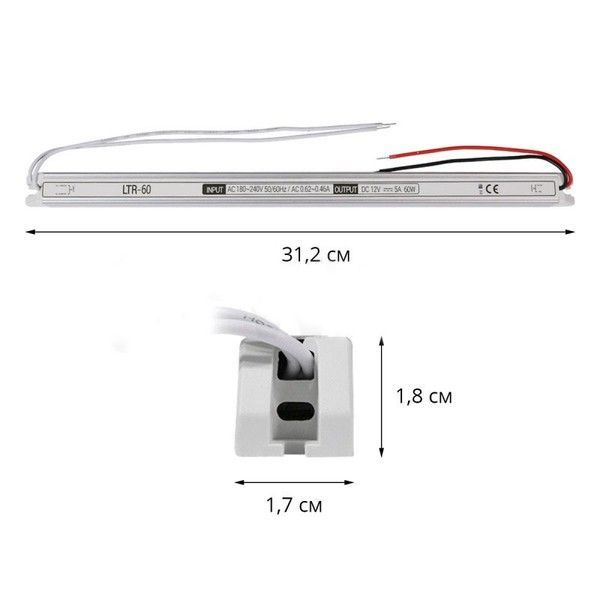 Блок питания Biom 60W 12V 5A LTR-60 Stick IP20 LTR-60-12 фото