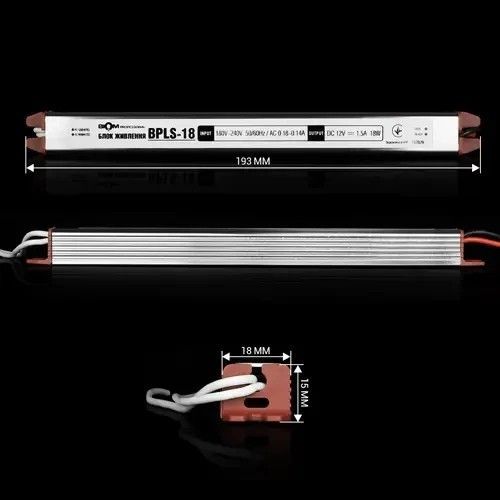Блок живлення Biom Professional 18W 12V 1.5A Stick IP20 (BPLS-18-12) BPLS-18-12 фото