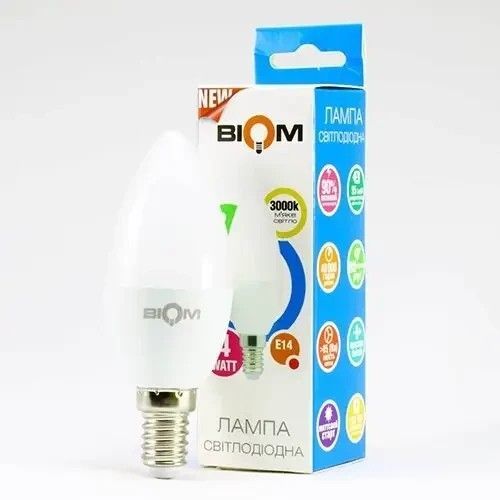 Светодиодная лампа Biom BT-569 7W C37 E14 3000K Эконом BT-569 фото