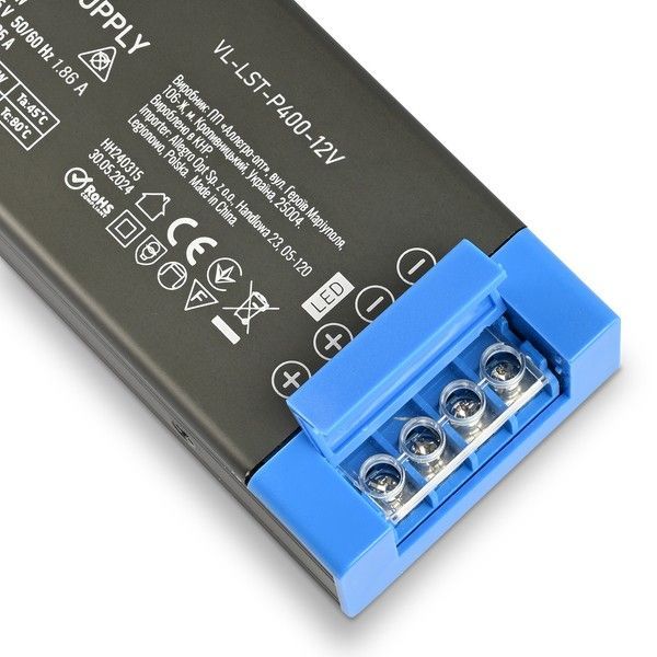 Блок живлення для LED стрічки VIDEX DC12V 33.3A 400W IP20 (VL-LST-P400-12V) VL-LST-P400-12V фото