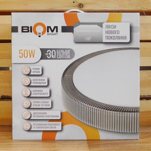 Люстра Світильник світлодіодний Biom SMART SML-R17-50 3000-6000K 50Вт з пультом SML-R17-50 фото