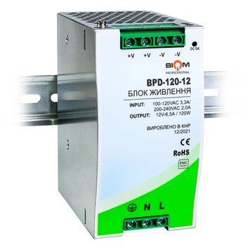 Блок питания Biom 120W 12V 10A на DIN-рейку (BPD-120-12) IP20 BPD-120-12 фото