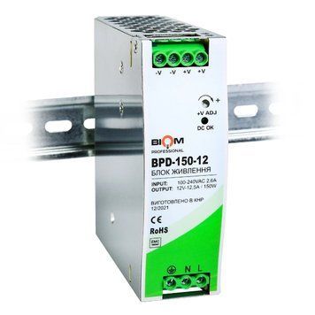 Блок питания Biom 150W 12V 12.5A на DIN-рейку (BPD-150-12) IP20 BPD-150-12 фото