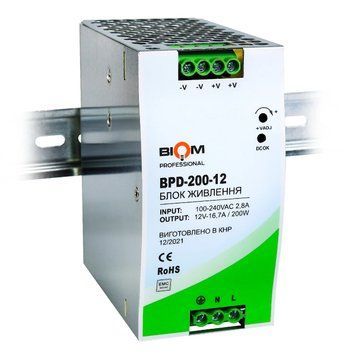 Блок питания Biom 200W 12V 16.7A на DIN-рейку (BPD-200-12) IP20 BPD-200-12 фото