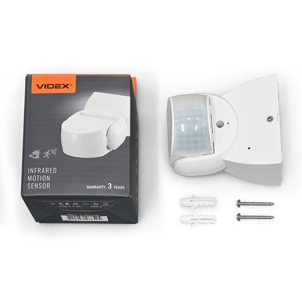 Датчик руху та освітленості VIDEX VL-SPW15W 220V 1200W IP65 інфрачервоний білий VL-SPW15W фото