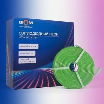 Світлодіодний неон Biom BNSP 24V IP65 12W/м Зелений BNSP-24-511-2835-120-G-1 фото