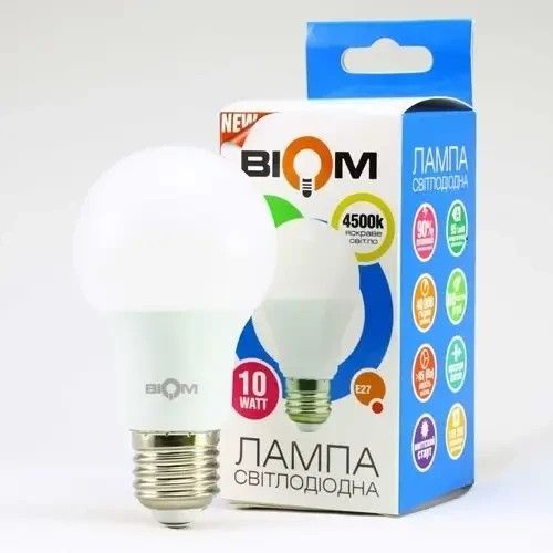 Светодиодная лампа Biom BT-510 10W A60 E27 4500K Эконом BT-510 фото