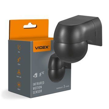 Датчик руху та освітленості VIDEX VL-SPW11B 220V 800W IP44 інфрачервоний чорний VL-SPW11B фото