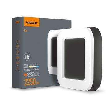 LED світильник вологозахищений квадратний VIDEX ART 30W 5000K IP65 чорний VL-BHFS-305B фото