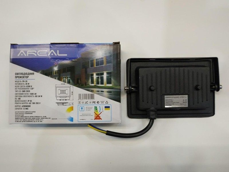 Світлодіодний прожектор AREAL PR-20W 6200К 220V IP65 PR-20 фото