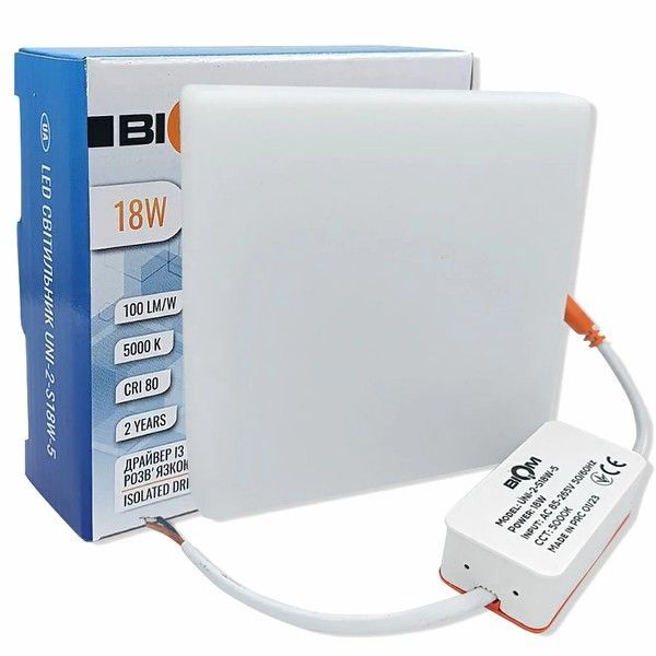 Светильник светодиодный Biom UNI-2-S-18W-5 18Вт квадратный 5000К UNI-2-S-18W-5 фото