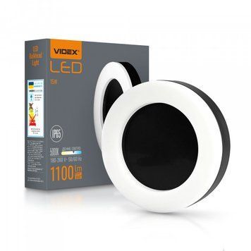 LED світильник вологозахищений круглий VIDEX ART 15W 5000K IP65 чорний VL-BHFR-155B фото