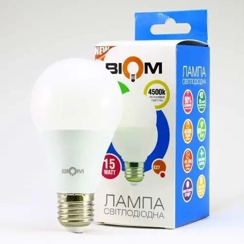 Светодиодная лампа Biom BT-516 15W A65 E27 4500K Эконом BT-516 фото