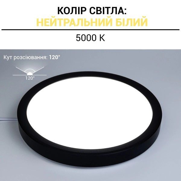 Світильник світлодіодний накладний Biom 24W 5000K Круглий MD-01-R24-5 MD-01-R24-5 фото