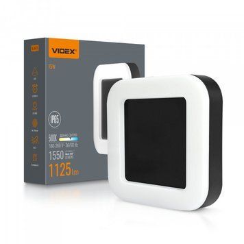 LED світильник вологозахищений квадратний VIDEX ART 15W 5000K IP65 чорний VL-BHFS-155B фото