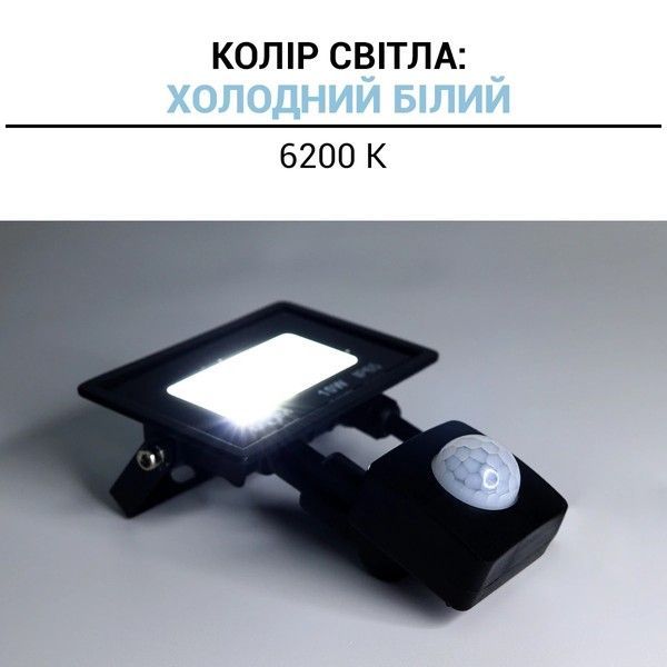 Світлодіодний прожектор Biom 10W 6200K S6-SMD-10-SlimSensor IP65 S6-SMD-10-SLIM-S фото