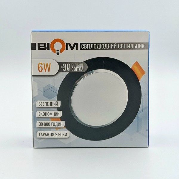 Світлодіодний світильник Biom 6W 5000K Круглий Чорний DF-6B DF-6B фото