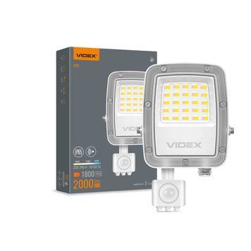 LED прожектор VIDEX F5 20W 3000-5000-6500K з датчиком руху 230V White (VL-F5-020CW-S) VL-F5-020CW-S фото