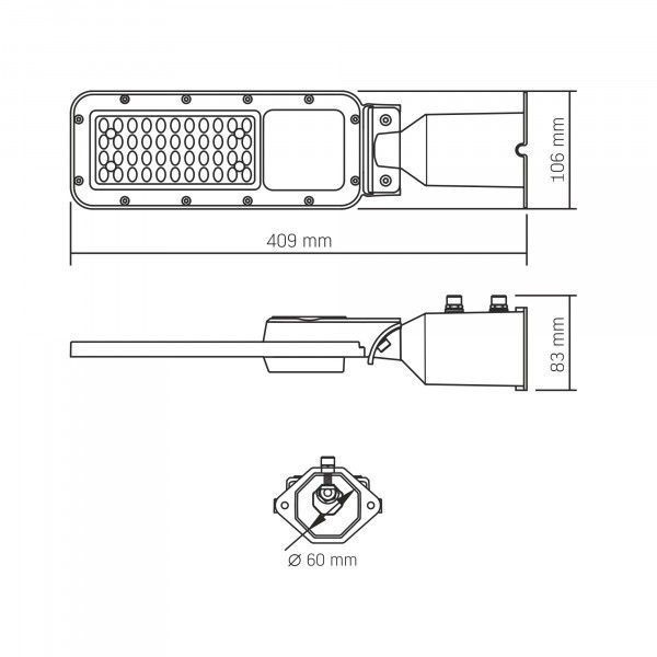 LED ліхтар вуличний VIDEX IP65 SLE17 30W 3300Lm 5000K 220V VL-SLE17-0305 фото