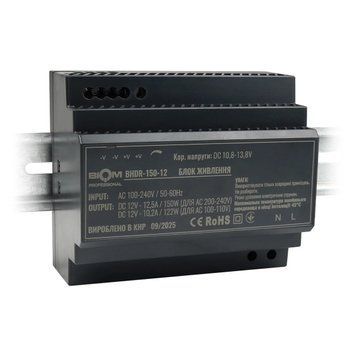 Блок живлення Biom на DIN-рейку 150W 12.5A 12V BHDR-150-12 BHDR-150-12 фото