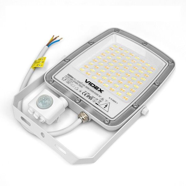 LED прожектор VIDEX F5 50W 3000-5000-6500K з датчиком руху 230V White (VL-F5-050CW-S) VL-F5-050CW-S фото