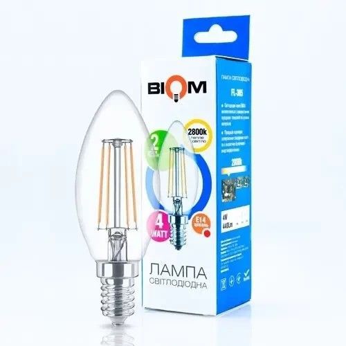 Светодиодная лампа эконом энергосберигающая Biom FL-305 4W C35 E14 2800-3200K FL-305 фото