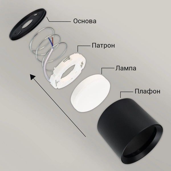 Накладной точечный светильник Biom SP-G06R-B-AL Черный Круглый (под лампу GX53) SP-G06R-B-AL фото