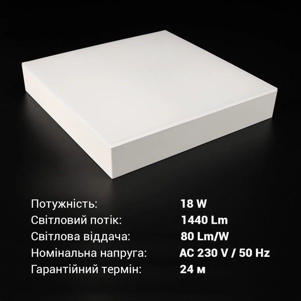 LED світильник накладний Biom 18W 5000K IP40 квадратний білий (NL-1-S18-W-5) NL-1-S18-W-5 фото