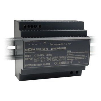 Блок живлення Biom на DIN-рейку 150W 6.25A 24V BHDR-150-24 BHDR-150-24 фото