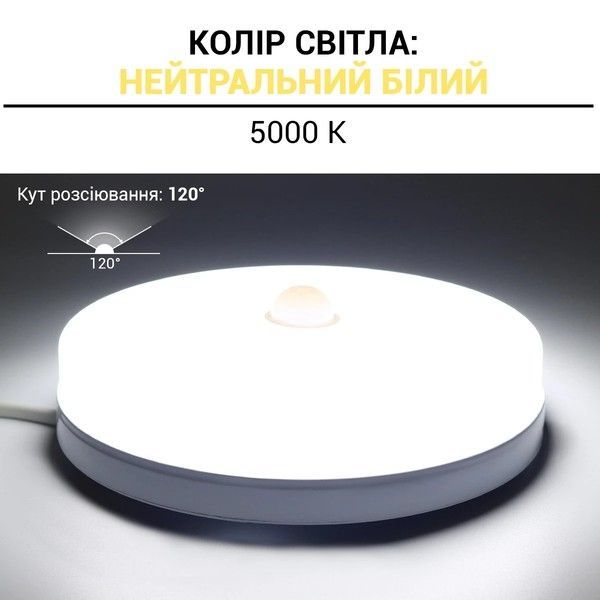 Світильник світлодіодний накладний з ІЧ-датчиком руху Biom 24W 5000K Коло BYR-04-24-5-IR BYR-04-24-5-IR фото