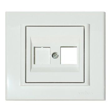 Розетка компьютерная без коннекторов белая GRANO 400-010300-233 фото