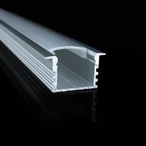Комплект профиль алюминиевый Biom врезной LPV12 22х12мм анодированный 2м с матовым рассеивателем LPV-12A+LM-U фото