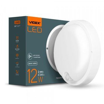 LED світильник VIDEX 12W 5000K IP54 з датчиком руху ІК круглий білий VL-BHR-125W-SP фото
