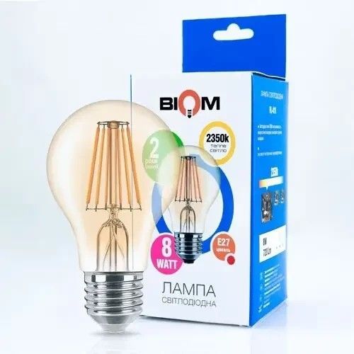 Світлодіодна лампа економ енергозберігаюча Biom FL-411 8W A60 E27 2300-2500K FL-411 фото
