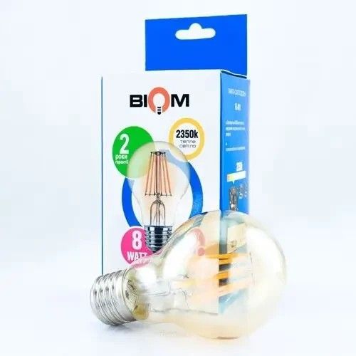 Світлодіодна лампа економ енергозберігаюча Biom FL-411 8W A60 E27 2300-2500K FL-411 фото