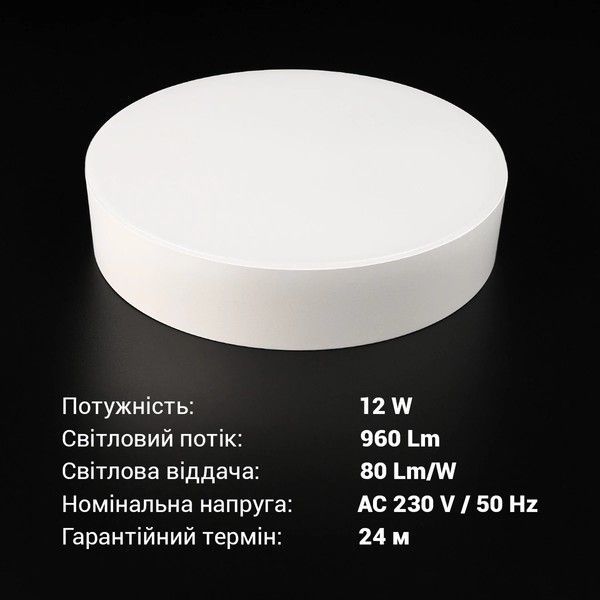 LED світильник накладний Biom 12W 5000K IP40 круглий білий (NL-1-R12-W-5) NL-1-R12-W-5 фото