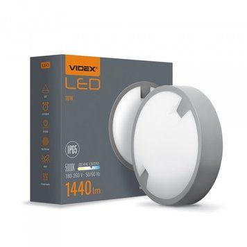 LED світильник вологозахищений круглий VIDEX 18W 5000K IP65 сірий VL-BH12R-185 фото