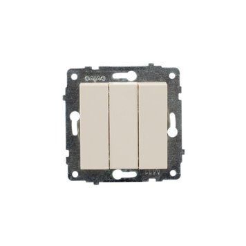 Механизм выключателя Horoz Electric 3-клавишный кремовый 600-000202-254 фото