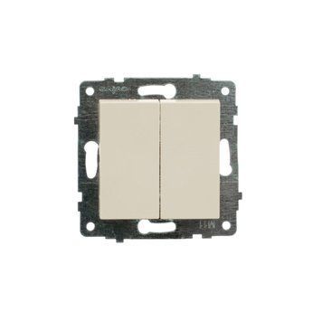 Механизм выключателя Horoz Electric 2-клавишный кремовый 600-000202-202 фото