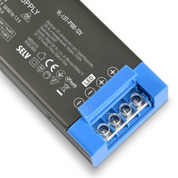 Блок живлення для LED стрічки VIDEX DC12V 8.25A 100W (VL-LST-P100-12V) VL-LST-P100-12V фото