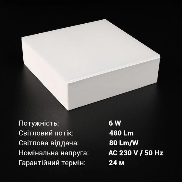 LED світильник накладний Biom 6W 5000K IP40 квадратний білий (NL-1-S6-W-5) NL-1-S6-W-5 фото