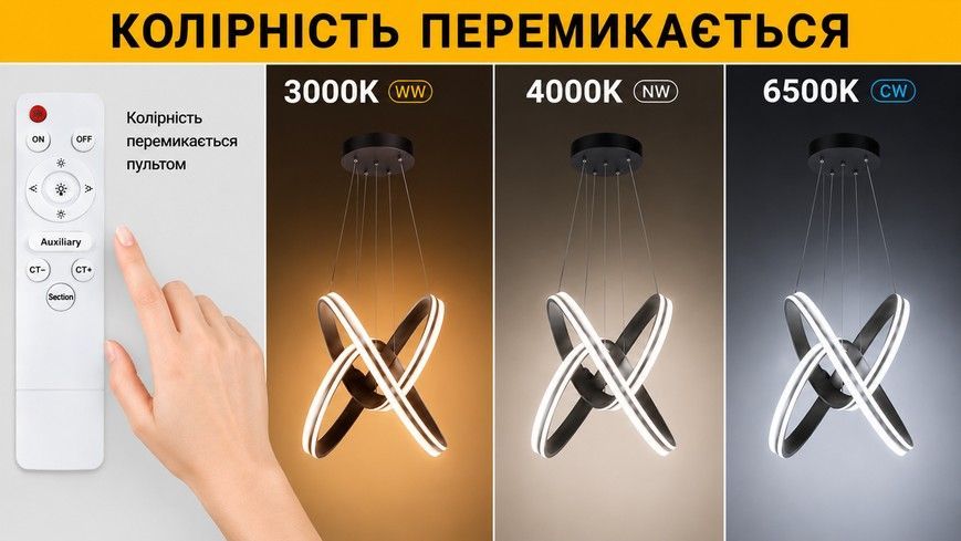 Люстра світлодіодна Horoz Electric JOLLY 168W чорна 019-081-0168-020 фото