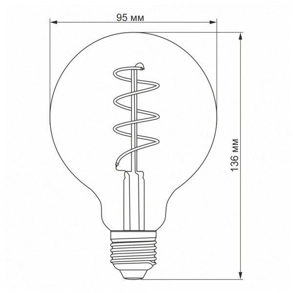 LED лампа VIDEX Filament G95FGD 4W E27 2100K домерная графит VL-G95FGD-04272 фото