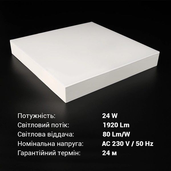 LED світильник накладний Biom 24W 5000K IP40 квадратний білий (NL-1-S24-W-5) NL-1-S24-W-5 фото