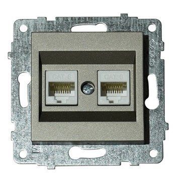 Механізм розетки комп'ютерної подвійної (CAT6) GRANO антрацит 600-000313-230 фото